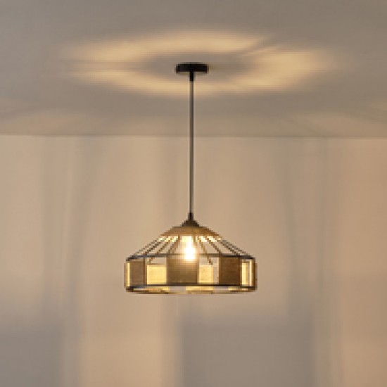 ΦΩΤΙΣΤΙΚΟ ΚΡΕΜΑΣΤΟ ΣΧΟΙΝΙ-ΜΕΤΑΛΛΟ ΜΟΝΟΦΩΤΟ Ε27 Max 15W Φ400X1300mm ΜΑΥΡΟ-ΧΑΚI ARTE ILLUMINA HELIOS