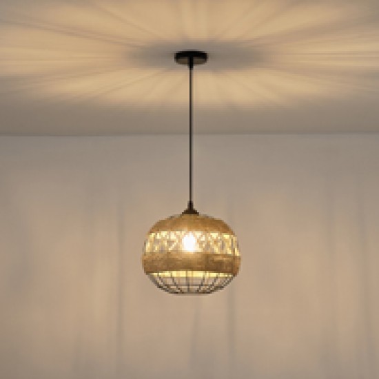 ΦΩΤΙΣΤΙΚΟ ΚΡΕΜΑΣΤΟ ΣΧΟΙΝΙ-ΜΕΤΑΛΛΟ ΜΟΝΟΦΩΤΟ Ε27 Max 15W Φ300X1370mm ΜΑΥΡΟ-ΧΑΚI ARTE ILLUMINA HELIOS