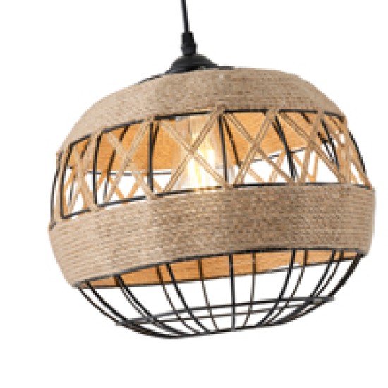 ΦΩΤΙΣΤΙΚΟ ΚΡΕΜΑΣΤΟ ΣΧΟΙΝΙ-ΜΕΤΑΛΛΟ ΜΟΝΟΦΩΤΟ Ε27 Max 15W Φ300X1370mm ΜΑΥΡΟ-ΧΑΚI ARTE ILLUMINA HELIOS