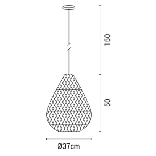 ΦΩΤΙΣΤΙΚΟ ΚΡΕΜΑΣΤΟ ΜΟΝΟΦΩΤΟ Ε27 MAX 60WD370x500 RATTAN  ΜΑΥΡΟ