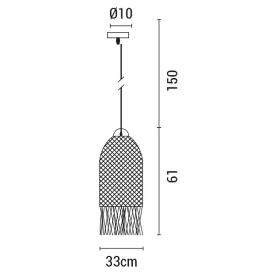 ΦΩΤΙΣΤΙΚΟ ΚΡΕΜΑΣΤΟ ΜΟΝΟΦΩΤΟ Ε27 MAX 60W H610*D330mmRATTAN ΜΑΥΡΟ