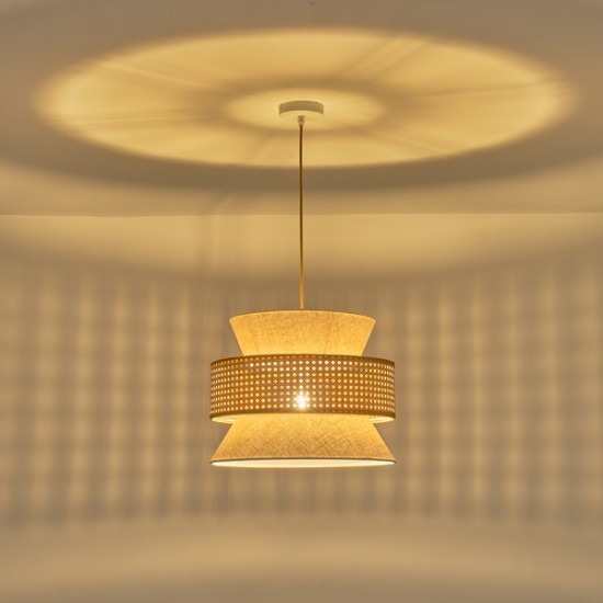 ΦΩΤΙΣΤΙΚΟ ΚΡΕΜΑΣΤΟ ΥΦΑΣΜΑ 1XE27 MAX 15W 400X1310mm ΜΠΕΖ-ΜΑΤ ΛΕΥΚΟ  ARTE ILLUMINA ISLA