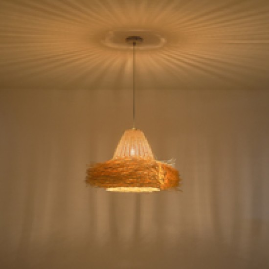 ΦΩΤΙΣΤΙΚΟ ΚΡΕΜΑΣΤΟ BAMBOO ΜΟΝΟΦΩΤΟ 1XE27 Max 15W Φ560X1560mm ΜΠΕΖ  SISAL