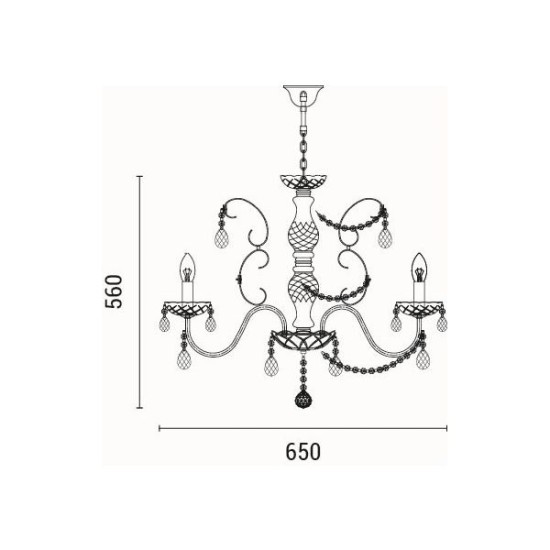 ΦΩΤΙΣΤΙΚΟ ΚΡΕΜΑΣΤΟ ΜΕΤΑΛΛΟ-ΓΥΑΛΙ 6ΦΩΤΟ  6XE14 ΜΑΧ 15W 650X1560mm ΛΕΥΚΟ ARTE ILLUMINA KRISTALLO