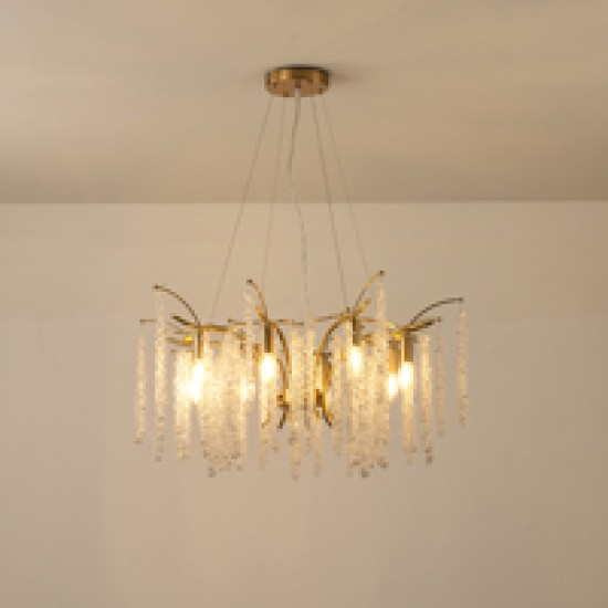 ΦΩΤΙΣΤΙΚΟ ΚΡΕΜΑΣΤΟ ΜΕΤΑΛΛΟ-ΔΙΑΦΑΝΕΣ ΓΥΑΛΙ 8ΦΩΤΟ 8XE14 ΜΑΧ 15W 720X740mm ARTE ILLUMINA KRISTALLO