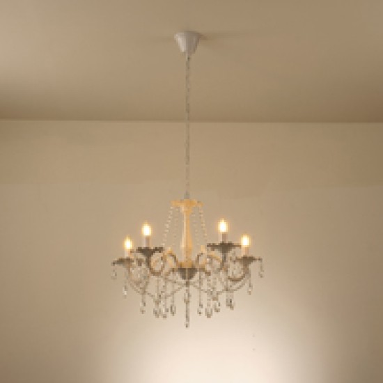 ΦΩΤΙΣΤΙΚΟ ΚΡΕΜΑΣΤΟ ΜΕΤΑΛΛΟ-ΓΥΑΛΙ 5ΦΩΤΟ 5XE14 ΜΑΧ 8W Φ640X1300mm ΛΕΥΚΟ ARTE ILLUMINA JEWEL