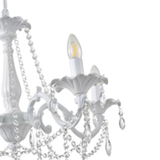 ΦΩΤΙΣΤΙΚΟ ΚΡΕΜΑΣΤΟ ΜΕΤΑΛΛΟ-ΓΥΑΛΙ 5ΦΩΤΟ 5XE14 ΜΑΧ 8W Φ640X1300mm ΛΕΥΚΟ ARTE ILLUMINA JEWEL