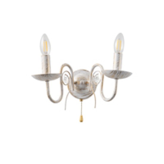 ΑΠΛΙΚΑ ΤΟΙΧΟΥ ΜΕΤΑΛΛΟ-ΓΥΑΛΙ 2ΦΩΤΗ 2XE14 ΜΑΧ 8W 325X180mm ΛΕΥΚΟ-ΧΡΥΣΟ  DUKE