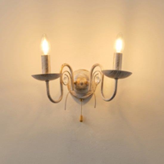 ΑΠΛΙΚΑ ΤΟΙΧΟΥ ΜΕΤΑΛΛΟ-ΓΥΑΛΙ 2ΦΩΤΗ 2XE14 ΜΑΧ 8W 325X180mm ΛΕΥΚΟ-ΧΡΥΣΟ  DUKE