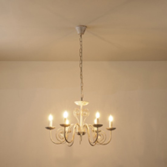 ΦΩΤΙΣΤΙΚΟ ΚΡΕΜΑΣΤΟ ΜΕΤΑΛΛΟ-ΓΥΑΛΙ 6ΦΩΤΟ 6XE14 ΜΑΧ 8W Φ650X1120mm ΛΕΥΚΟ-ΧΡΥΣΟ  DUKE