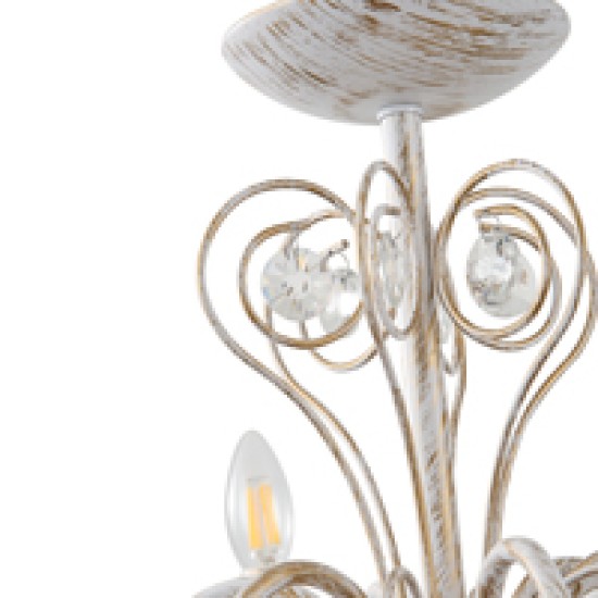 ΦΩΤΙΣΤΙΚΟ ΚΡΕΜΑΣΤΟ ΜΕΤΑΛΛΟ-ΓΥΑΛΙ 6ΦΩΤΟ 6XE14 ΜΑΧ 8W Φ650X1120mm ΛΕΥΚΟ-ΧΡΥΣΟ  DUKE