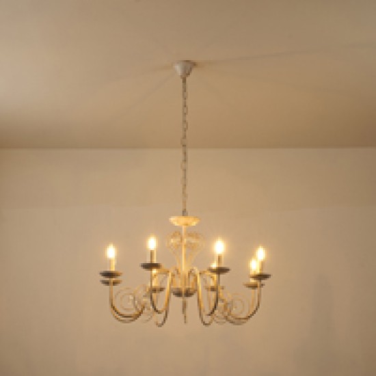 ΦΩΤΙΣΤΙΚΟ ΚΡΕΜΑΣΤΟ ΜΕΤΑΛΛΟ-ΓΥΑΛΙ 8ΦΩΤΟ 8XE14 ΜΑΧ 8W Φ750X1150mm ΛΕΥΚΟ-ΧΡΥΣΟ  DUKE