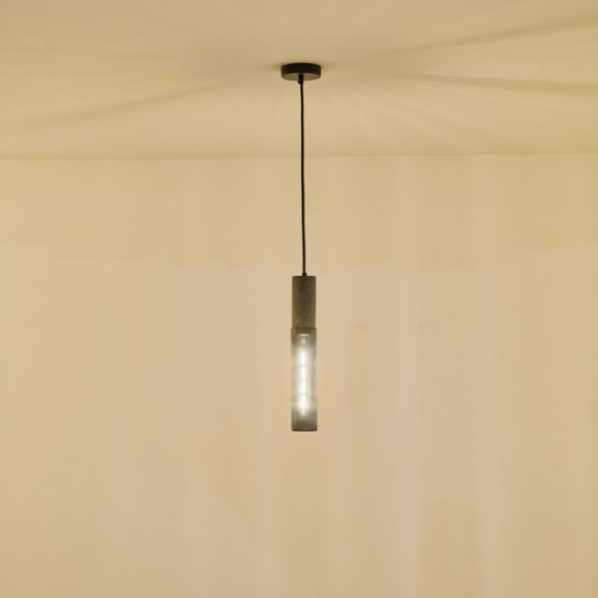 ΦΩΤΙΣΤΙΚΟ ΚΡΕΜΑΣΤΟ TΣΙΜΕΝΤΟ&ΜΕΤΑΛΛΟ 1XE27 MAX 40W 655X655X380mm ΜΑΥΡΟ ARTE ILLUMINA SCOURO