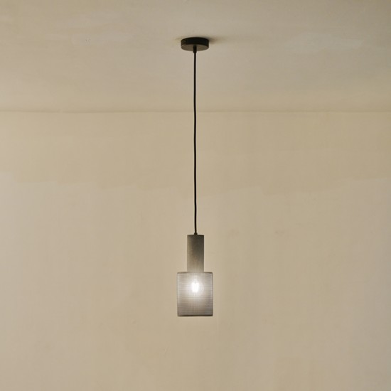 ΦΩΤΙΣΤΙΚΟ ΚΡΕΜΑΣΤΟ TΣΙΜΕΝΤΟ&ΜΕΤΑΛΛΟ 1XE27 MAX 40W 120X120X260mm  ΜΑΥΡΟ ARTE ILLUMINA SCOURO