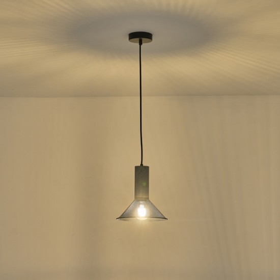 ΦΩΤΙΣΤΙΚΟ ΚΡΕΜΑΣΤΟ TΣΙΜΕΝΤΟ&ΜΕΤΑΛΛΟ 1XE27 MAX40W 120X120X260mm ΜΑΥΡΟ ARTE ILLUMINA SCOURO