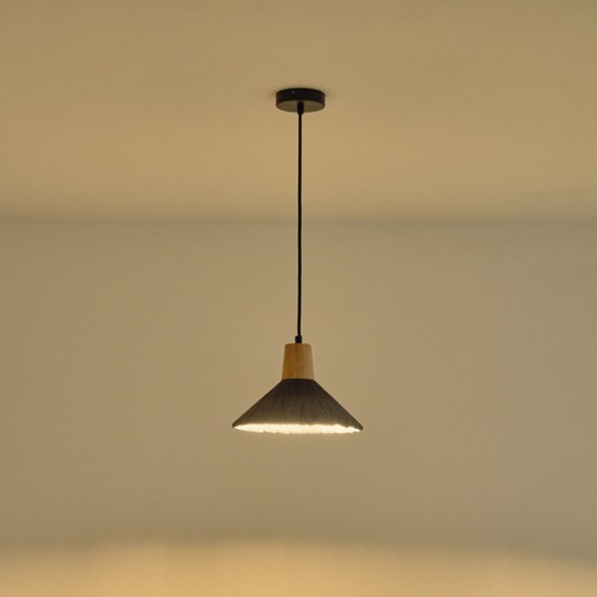 ΦΩΤΙΣΤΙΚΟ ΚΡΕΜΑΣΤΟ RUBBER WOOD&ΤΣΙΜΕΝΤΟ 1XE27 MAX 15W 250X250X180mm ΜΑΥΡΟ ARTE ILLUMINA GESSO