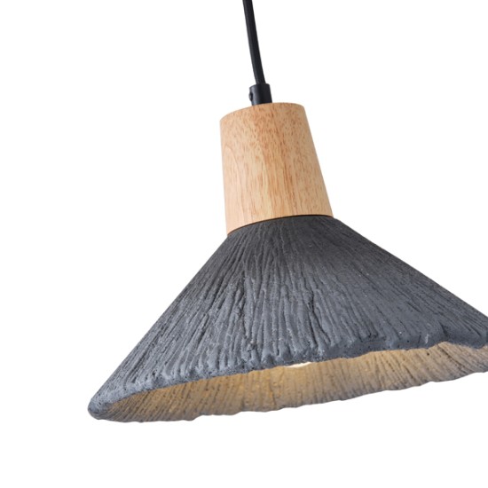 ΦΩΤΙΣΤΙΚΟ ΚΡΕΜΑΣΤΟ RUBBER WOOD&ΤΣΙΜΕΝΤΟ 1XE27 MAX 15W 250X250X180mm ΜΑΥΡΟ ARTE ILLUMINA GESSO