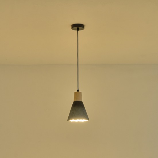 ΦΩΤΙΣΤΙΚΟ ΚΡΕΜΑΣΤΟ RUBBER WOOD&ΤΣΙΜΕΝΤΟ 1XE27 MAX 15W 160X160X220mm ΜΑΥΡΟ ARTE ILLUMINA GESSO