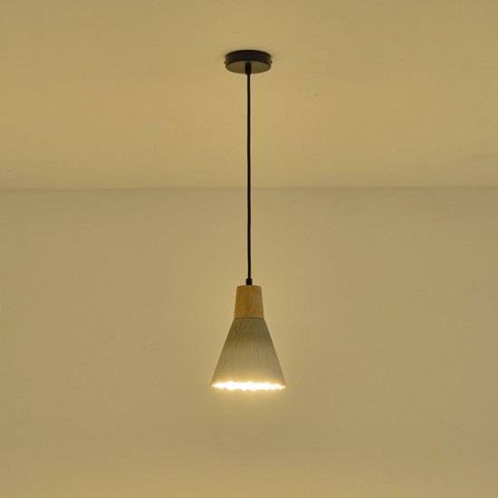 ΦΩΤΙΣΤΙΚΟ ΚΡΕΜΑΣΤΟ RUBBER WOOD&ΤΣΙΜΕΝΤΟ 1XE27 MAX 15W 160X160X220mm ΧΑΚΙ ARTE ILLUMINA GESSO