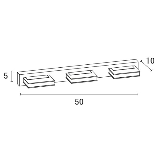 ΦΩΤΙΣΤΙΚΟ ΜΠΑΝΙΟΥ LED 12W 4000Κ ΤΕΤΡΑΓΩΝΟ 3Φ 500X50X100 ΝΙΚΕΛ