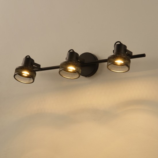 ΣΠΟΤ ΟΡΟΦΗΣ ΤΡΙΠΛΟ ΜΕ ΔΙΧΤΥ GU10 640X100X300mm ΜΑΥΡΟ ARTE ILLUMINA SOLUN