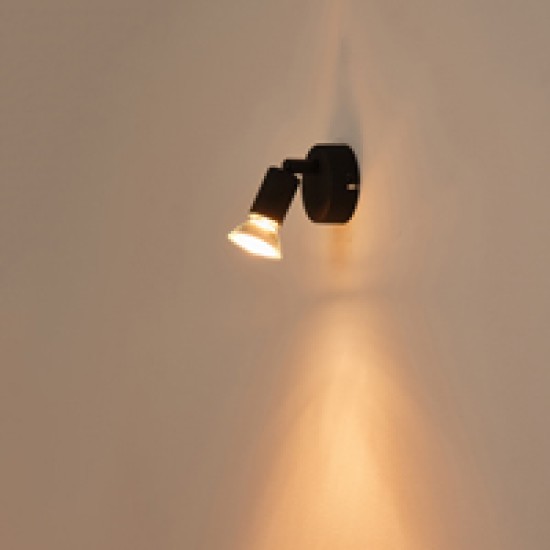 ΣΠΟΤ ΚΙΝΗΤΟ ΜΕΤΑΛΛΙΚΟ Max 7W 1XGU10 D70XH105mm ΜΑΥΡΟ ARTE ILLUMINA VORRAS