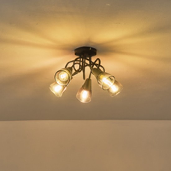 ΣΠΟΤ ΜΕΤΑΛΛΙΚΟ ΜΕ SMOKY ΓΥΑΛΙ 5ΦΩΤΟ 5XE14  D380XH185mm ARTE ILLUMINA CLASSY