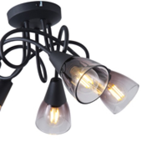 ΣΠΟΤ ΜΕΤΑΛΛΙΚΟ ΜΕ SMOKY ΓΥΑΛΙ 5ΦΩΤΟ 5XE14  D380XH185mm ARTE ILLUMINA CLASSY