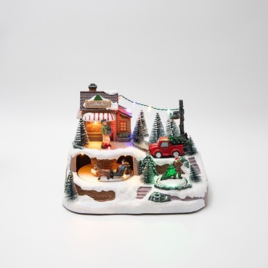 ΧΡΙΣΤΟΥΓΕΝΝΙΑΤΙΚΟ ΧΩΡΙΟ, ΜΕ ΔΥΟ ΚΙΝΗΣΕΙΣ, ΦΩΤΙΖ., ΜΠΑΤΑΡΙΑΣ, 23.5x16x17cm