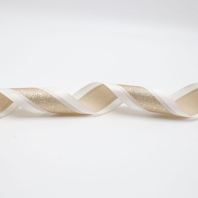 ΚΟΡΔΕΛΑ ΚΡΕΜ ΣΑΤΕΝ, ΜΕ ΣΑΜΠΑΝΙ GLITTER, 914x6.3cm