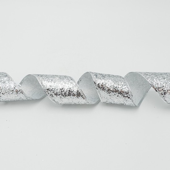 ΚΟΡΔΕΛΑ ME ΑΣΗΜΙ ΧΟΝΤΡΟΚΟΜΜΕΝΟ GLITTER, 6.30cm, 10M