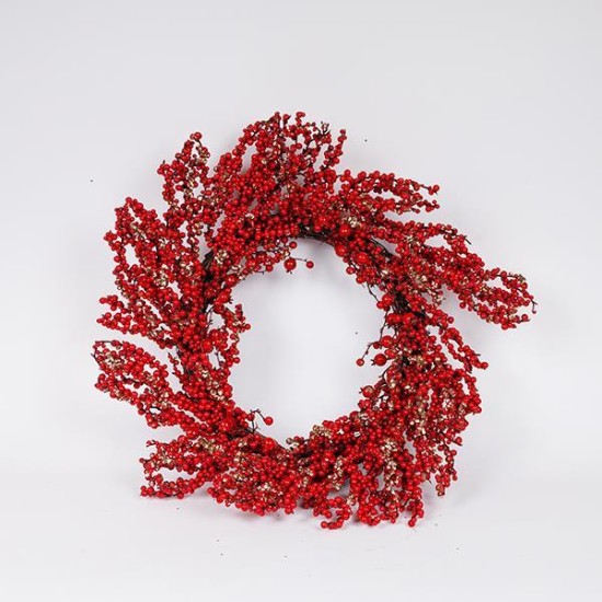 ΣΤΕΦΑΝΙ, ΜΕ ΚΟΚΚΙΝΑ ΚΑΙ ΣΑΜΠΑΝΙ BERRIES, 65cm ΣΤΕΦΑΝΙ, ΜΕ ΚΟΚΚΙΝΑ ΚΑΙ ΣΑΜΠΑΝΙ BERRIES, 65cm