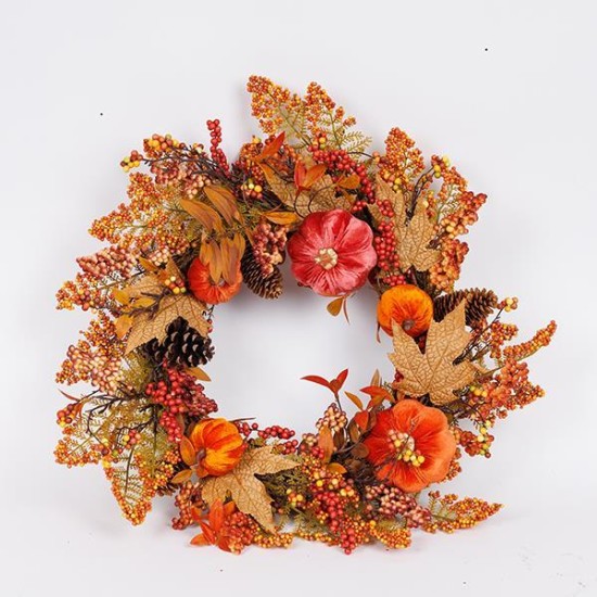 ΣΤΕΦΑΝΙ ΜΕ ΦΥΛΛΑ ΣΦΕΝΔΑΜΟΥ ΚΑΙ ΠΟΡΤΟΚΑΛΙ ΒΕΛΟΥΔΙΝΕΣ ΚΟΛΟΚΥΘΕΣ, 60cm ΣΤΕΦΑΝΙ ΜΕ ΦΥΛΛΑ ΣΦΕΝΔΑΜΟΥ ΚΑΙ ΠΟΡΤΟΚΑΛΙ ΒΕΛΟΥΔΙΝΕΣ ΚΟΛΟΚΥΘΕΣ, 60cm