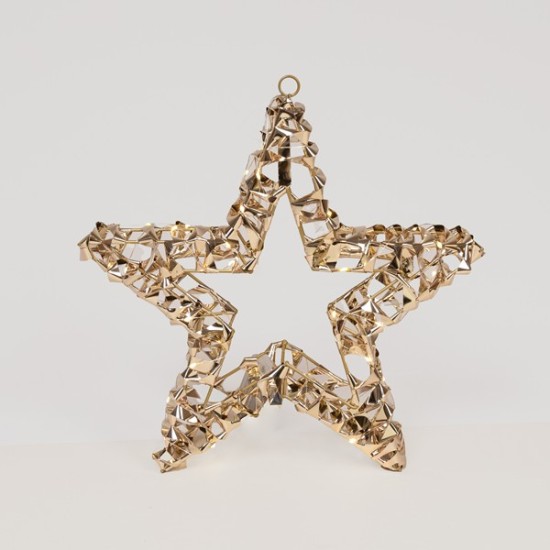 ΦΩΤΙΖΟΜΕΝΟ ΑΣΤΕΡΙ ΧΡΥΣΟ 50cm, 50 LED, ΜΠΑΤΑΡΙΑΣ 3XAA, TIMER