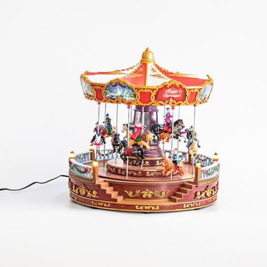 ΚΑΡΟΥΖΕΛ ΚΟΚΚΙΝΟ ΖΩΑΚΙΑ, 28 LED, ΜΕ ΚΙΝΗΣΗ ΚΑΙ ΜΟΥΣΙΚΗ, ME ΜΕΤ/ΤΗ, 30.5x31cm