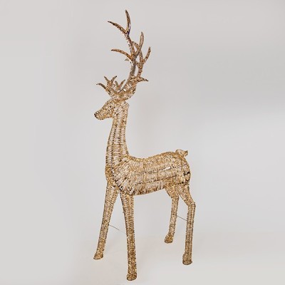 ΦΩΤΙΖΟΜΕΝΟ ΧΡΥΣΟ ΕΛΑΦΙ 270cm, 5200 MINI LED, 31V METAΣΧ. 8 ΠΡΟΓΡΑΜΜΑΤΑ, ΧΡΥΣΟΣ  ΣΚΕΛΕΤΟΣ, ΘΕΡΜΟ LED