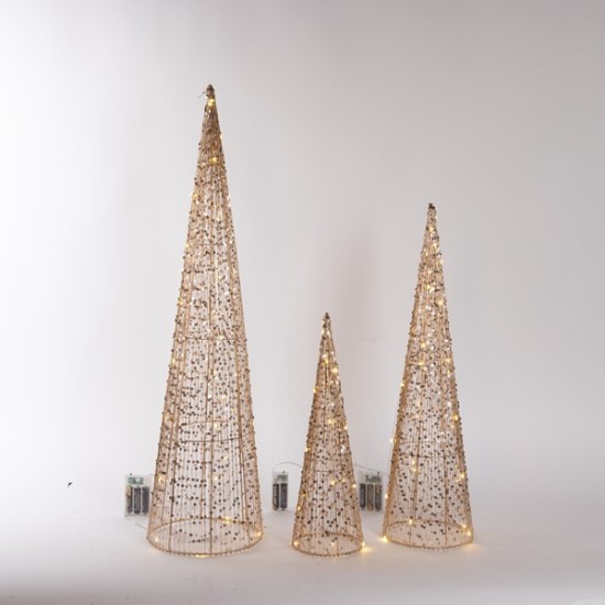 ΦΩΤΙΖΟΜΕΝΟΙ ΚΩΝΟΙ 40/60/80cm , 3 ΣΧΕΔΙΑ, 20/30/40 MINI LED, ΜΠΑΤΑΡΙΑΣ  ΠΑΡΟΧΗΣ 30cm, IP44