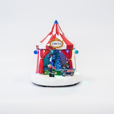 ΧΡΙΣΤΟΥΓΕΝΝΙΑΤΙΚΗ ΣΚΗΝΗ ΤΣΙΡΚΟΥ,ΜΕ ΜΕΤ/ΤΗ, ΜΕ ΜΟΥΣΙΚΗ ΚΑΙ ΚΙΝΗΣΗ, 21,5x21x24,5cm