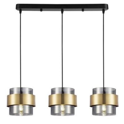 ΦΩΤΙΣΤΙΚΟ ΚΡΕΜΑΣΤΟ ΜΕΤΑΛΛΟ-ΓΎΑΛΙ 3ΦΩΤΟ 3XE27 Max 15W 700X1215mm ΜΑΥΡΟ-ΧΡΥΣΟ ARTE ILLUMINA RELIAC