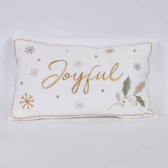 ΜΑΞΙΛΑΡΙ ΛΕΥΚΟ, ΜΕ ΧΡΥΣΗ ΕΠΙΓΡΑΦΗ JOYFUL, 30x50cm ΜΑΞΙΛΑΡΙ ΛΕΥΚΟ, ΜΕ ΧΡΥΣΗ ΕΠΙΓΡΑΦΗ JOYFUL, 30x50cm