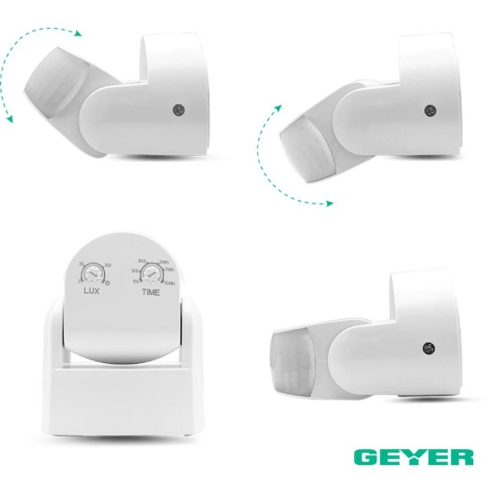 Επίτοιχος ανιχνευτής κίνησης IR 600W 180° 12m IP65 λευκός