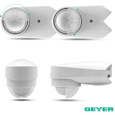 Επίτοιχος ανιχνευτής κίνησης IR 600W 240° 10m IP65 λευκός