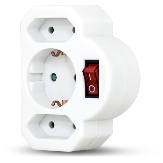 Αντάπτορας σούκο σε 2 απλά θηλυκά και 1 σούκο θηλυκό με διακόπτη