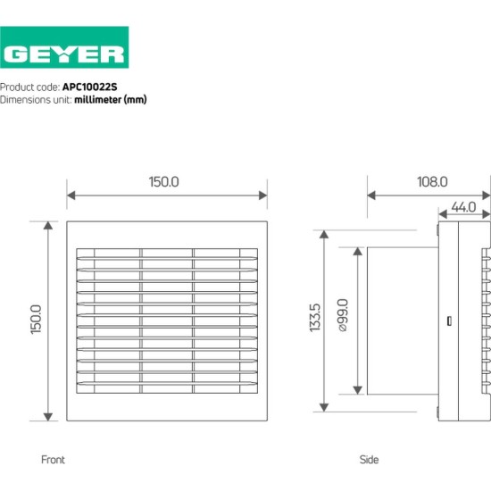 Εξαεριστήρας λευκός 12W 63,6mᶟ/h 100mm Εξαεριστήρας λευκός 12W 63,6mᶟ/h 100mm