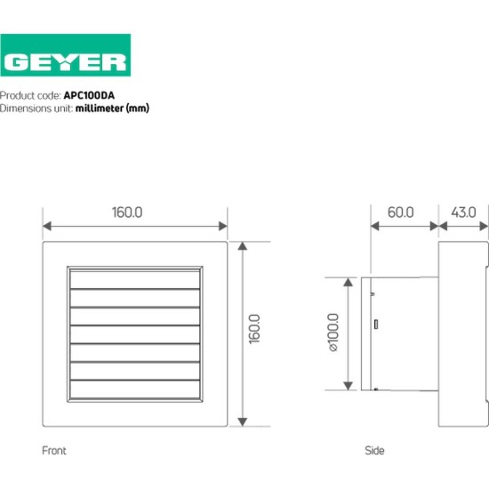 Εξαεριστήρας λευκός 12W 68,4mᶟ/h 100mm Εξαεριστήρας λευκός 12W 68,4mᶟ/h 100mm
