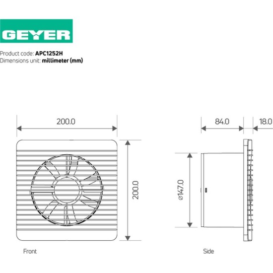 Εξαεριστήρας λευκός 15W 102mᶟ/h 125mm Εξαεριστήρας λευκός 15W 102mᶟ/h 125mm
