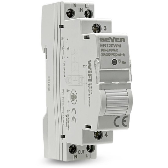 Ρελέ Wi-Fi  και μετρητής ενέργειας 20A 1Φ 1M ER120WM
