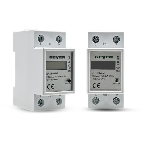 Wi-Fi Μετρητής ενέργειας και επιτηρητής τάσης 1Φ 60Α 2Μ ER160WM