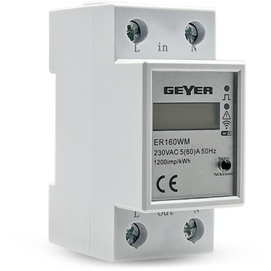 Wi-Fi Μετρητής ενέργειας και επιτηρητής τάσης 1Φ 60Α 2Μ ER160WM