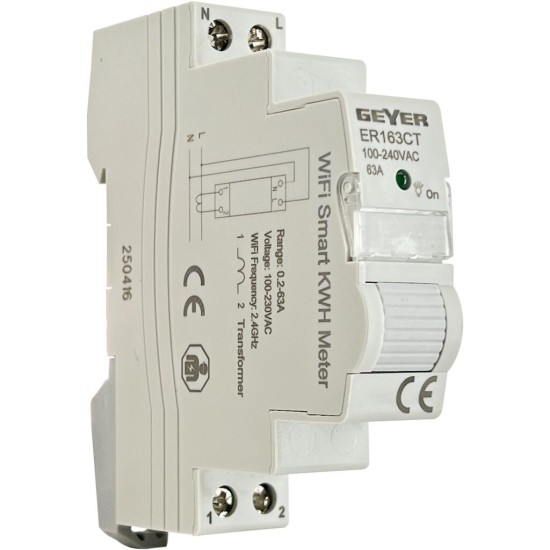 Wi-Fi Μετρητής ενέργειας με Μ/Σ εντάσεως 1Φ 63Α 1Μ ER163CT